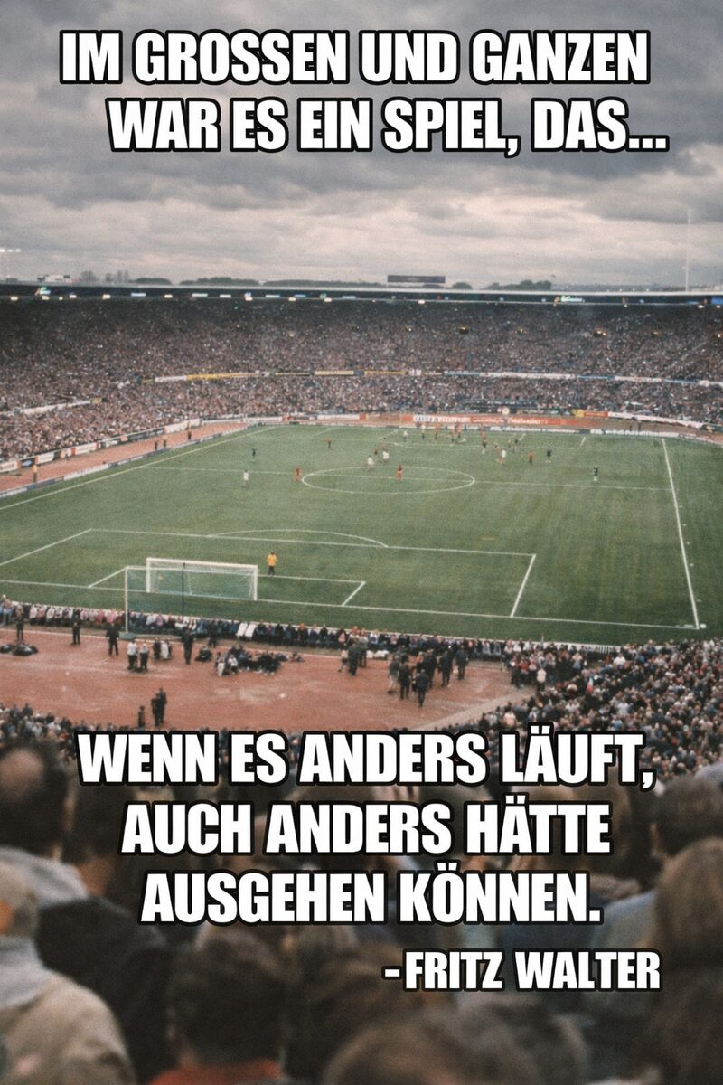 Neckarstadion Stuttgart Bundesliga-Atmosphäre mit Fritz-Walter-Zitat — KI-generierte Illustration